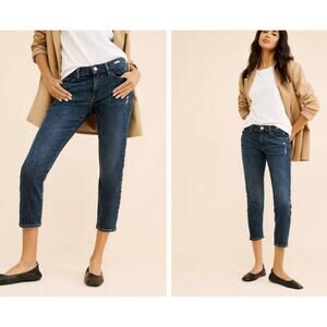 FRAME Le Garcon Crop Jeans Covant Distressed Dark Wash Slim Straight Size 33